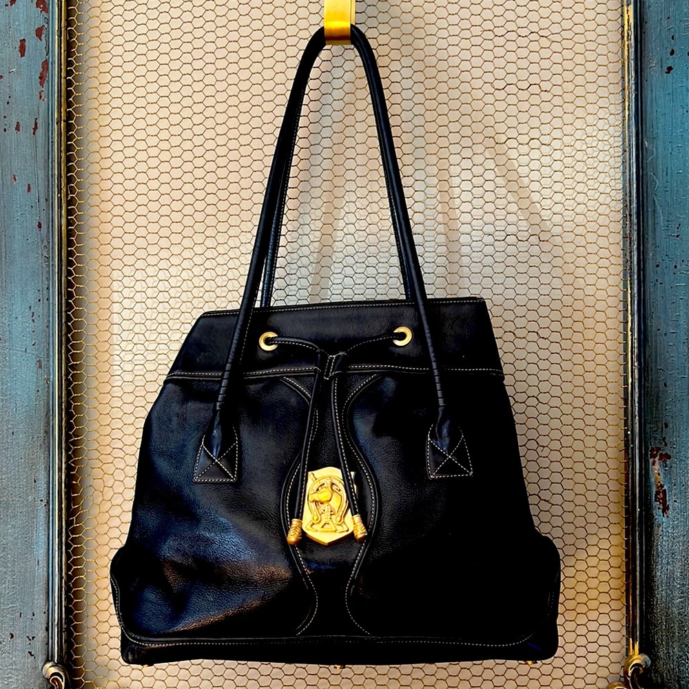 Vintage 1991 Barry Kieselstein-Cord, Black Leather bag